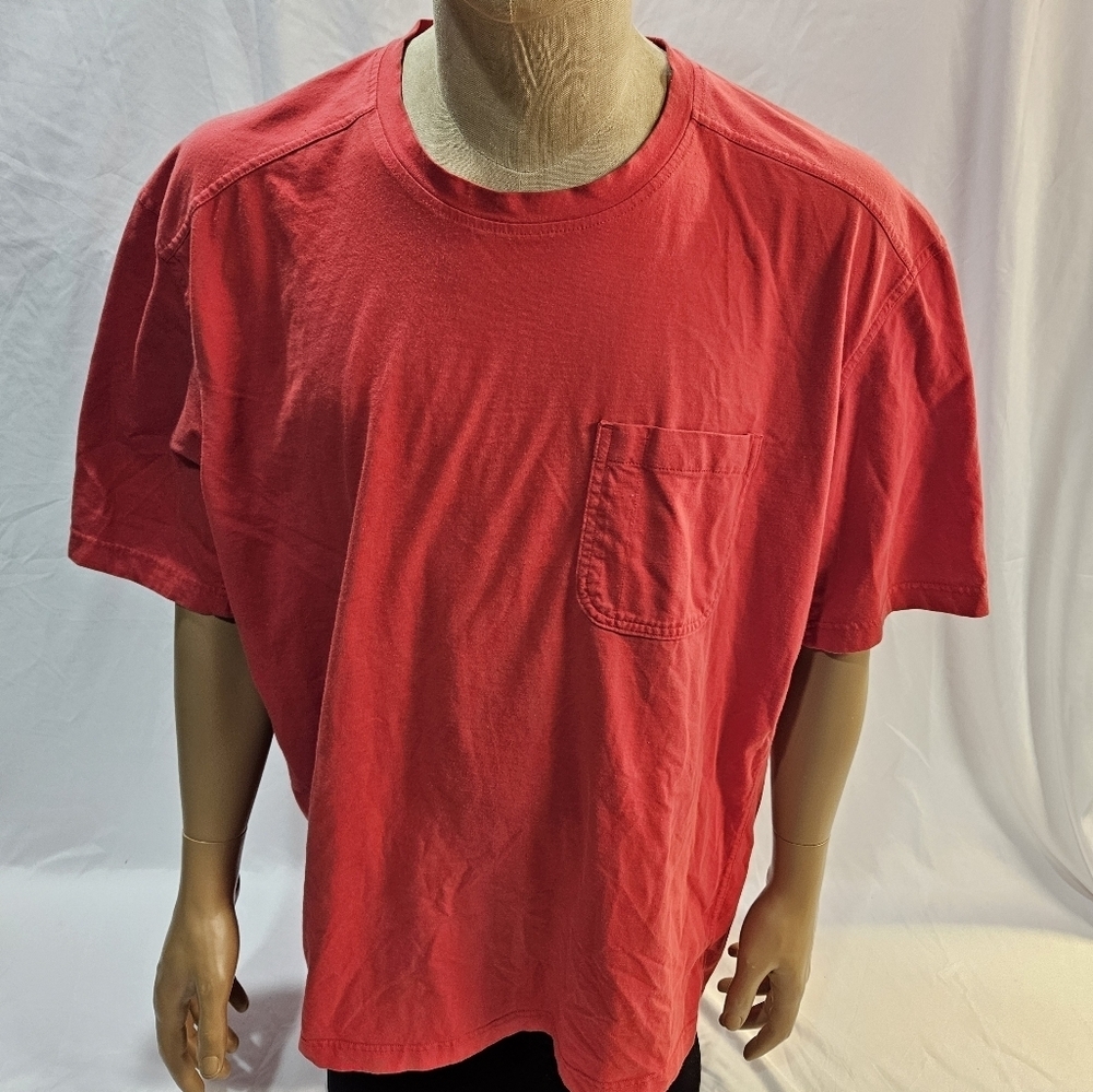 Duluth Trading T-Shirt Men's 2XL Orange Cotton Short Sleeve Pocket Crew Neck Top